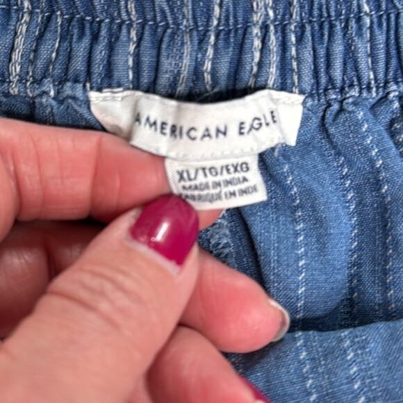 American Eagle Blue Striped High Waisted Skort Short - Picture 4 of 8